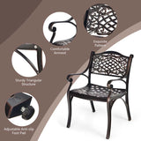 2/4Pcs All-Weather Cast Aluminum Chairs with Armrests & Curved Seats, Outdoor Dining Chairs Patio Bistro Armchairs