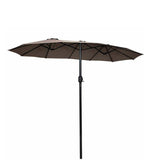 15 FT Double-Sided Outdoor Patio Umbrella with Crank, Extra Large 12 Ribs Steel Market Umbrella for Poolside, Deck & Backyard
