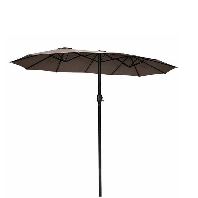 15 FT Double-Sided Outdoor Patio Umbrella with Crank, Extra Large 12 Ribs Steel Market Umbrella for Poolside, Deck & Backyard