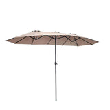 15 FT Double-Sided Outdoor Patio Umbrella with Crank, Extra Large 12 Ribs Steel Market Umbrella for Poolside, Deck & Backyard