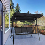3-Person Metal Outdoor Patio Porch Swing Lounge Chair Bench Glider with Adjustable Canopy