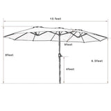 15 FT Double-Sided Outdoor Patio Umbrella with Crank, Extra Large 12 Ribs Steel Market Umbrella for Poolside, Deck & Backyard
