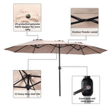 15 FT Double-Sided Outdoor Patio Umbrella with Crank, Extra Large 12 Ribs Steel Market Umbrella for Poolside, Deck & Backyard