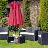 15 FT Double-Sided Outdoor Patio Umbrella with Crank, Extra Large 12 Ribs Steel Market Umbrella for Poolside, Deck & Backyard