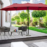 15 FT Double-Sided Outdoor Patio Umbrella with Crank, Extra Large 12 Ribs Steel Market Umbrella for Poolside, Deck & Backyard