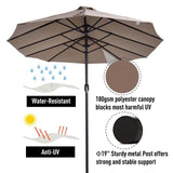 15 FT Double-Sided Outdoor Patio Umbrella with Crank, Extra Large 12 Ribs Steel Market Umbrella for Poolside, Deck & Backyard