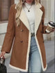 Women’s Leather Double-Breasted Coat – Long Sleeve Fall Winter Outerwear