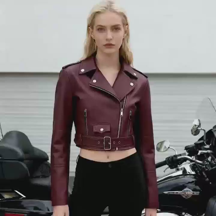 Women’s Biker Jacket – Chic Motorcycle Zip-Up Coat