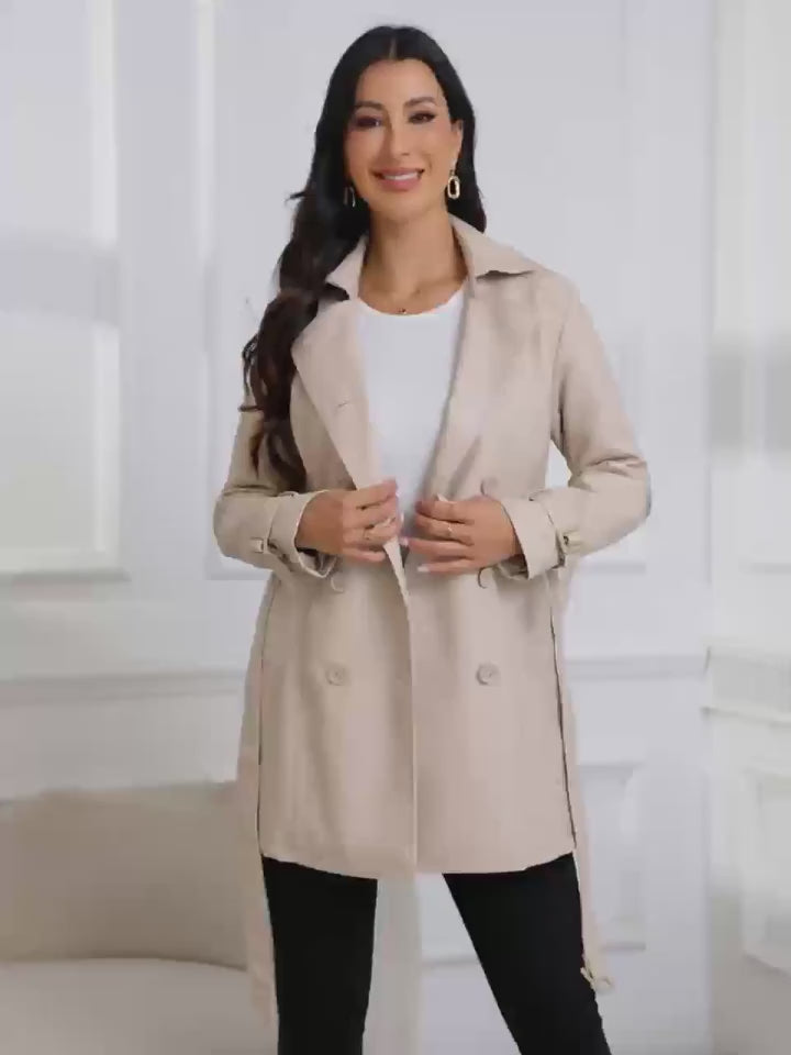 Women’s Spring Autumn Trench Coat Jacket – Lightweight Belted Commuter Outerwear