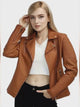 Women’s Leather-Look Short Motorcycle Jacket – Casual & Versatile Coat