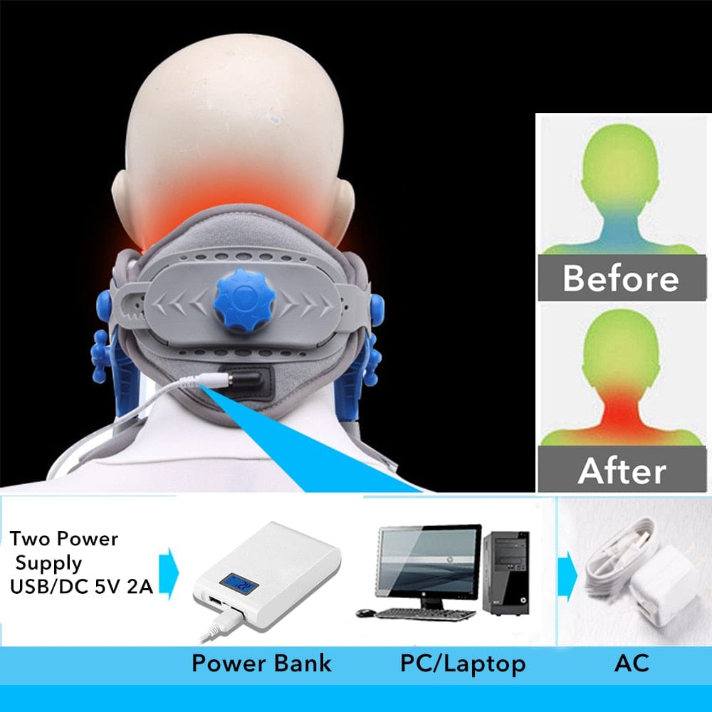 Infrared Heating Cervical Traction Stretching Neck Support Brace Electric Hot Compression Neck Spine Stretch Collar Pain Relif