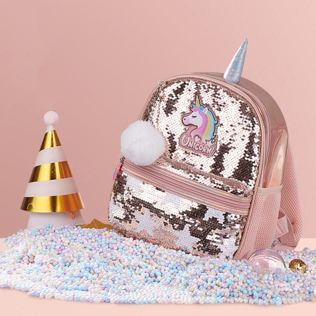 Children's Backpack for Girls- Reversible Sequin, Unicorn