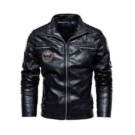 Men’s Vintage Biker Jacket – Full Zip Warm Lined Jacket