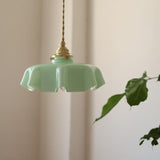 Retro Glass Flower Pendant Light Fixture - Cream Hanging Lamp for Living Room & Dining Room Decor