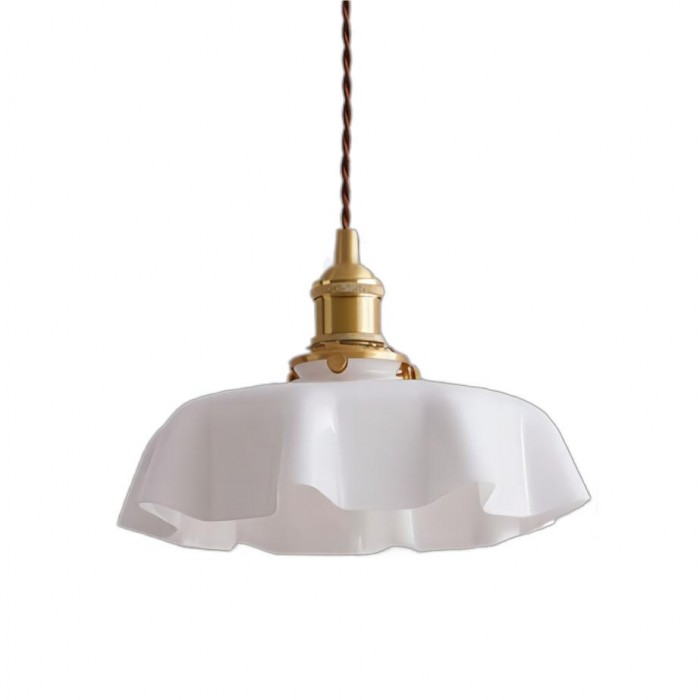 Retro Glass Flower Pendant Light Fixture - Cream Hanging Lamp for Living Room & Dining Room Decor