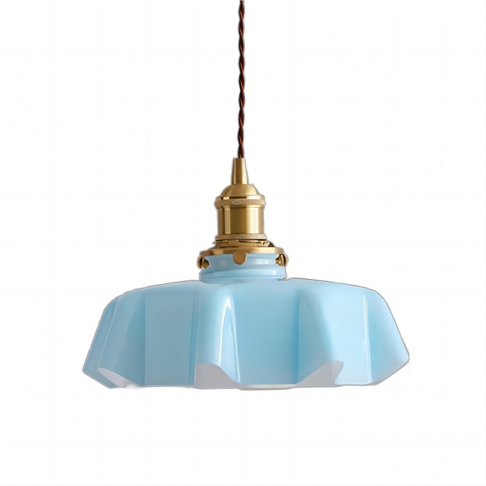 Retro Glass Flower Pendant Light Fixture - Cream Hanging Lamp for Living Room & Dining Room Decor