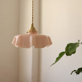 Retro Glass Flower Pendant Light Fixture - Cream Hanging Lamp for Living Room & Dining Room Decor