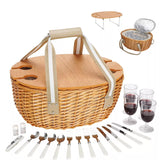 Outdoor Dining Picnic Basket for 2 with Insulated Cooler and Folding Table