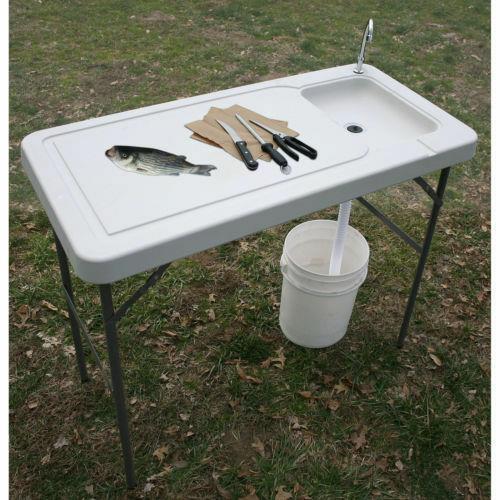 Durable Portable Outdoor Camping Table with Sink and Faucet