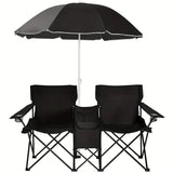Portable Double Chair with Umbrella, Table, and Cooler