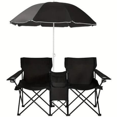 Portable Double Chair with Umbrella, Table, and Cooler