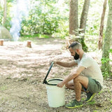 Portable Black Bucket Toilet Seat with Snap-On Lid for Camping