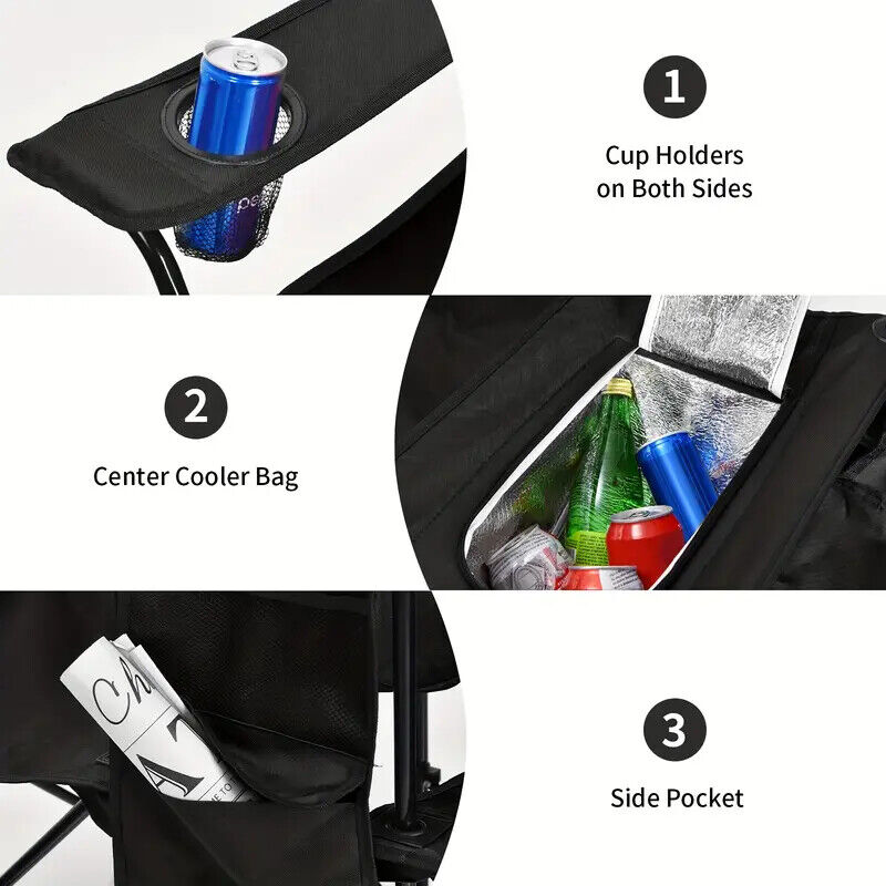 Portable Double Chair with Umbrella, Table, and Cooler