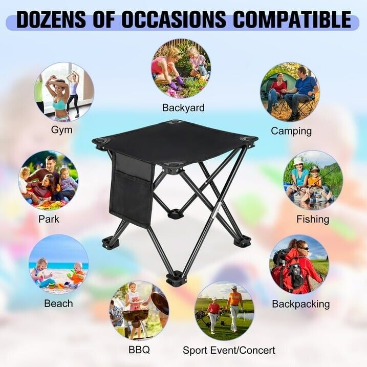 Folding Outdoor Camping Stool with Carry Bag: Portable Chair for Camping and Fishing