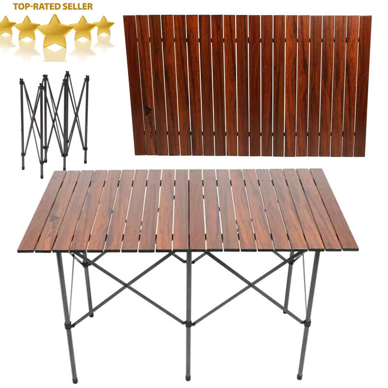 Brown Outdoor Aluminum Camping Table: Portable, Folding, Adjustable