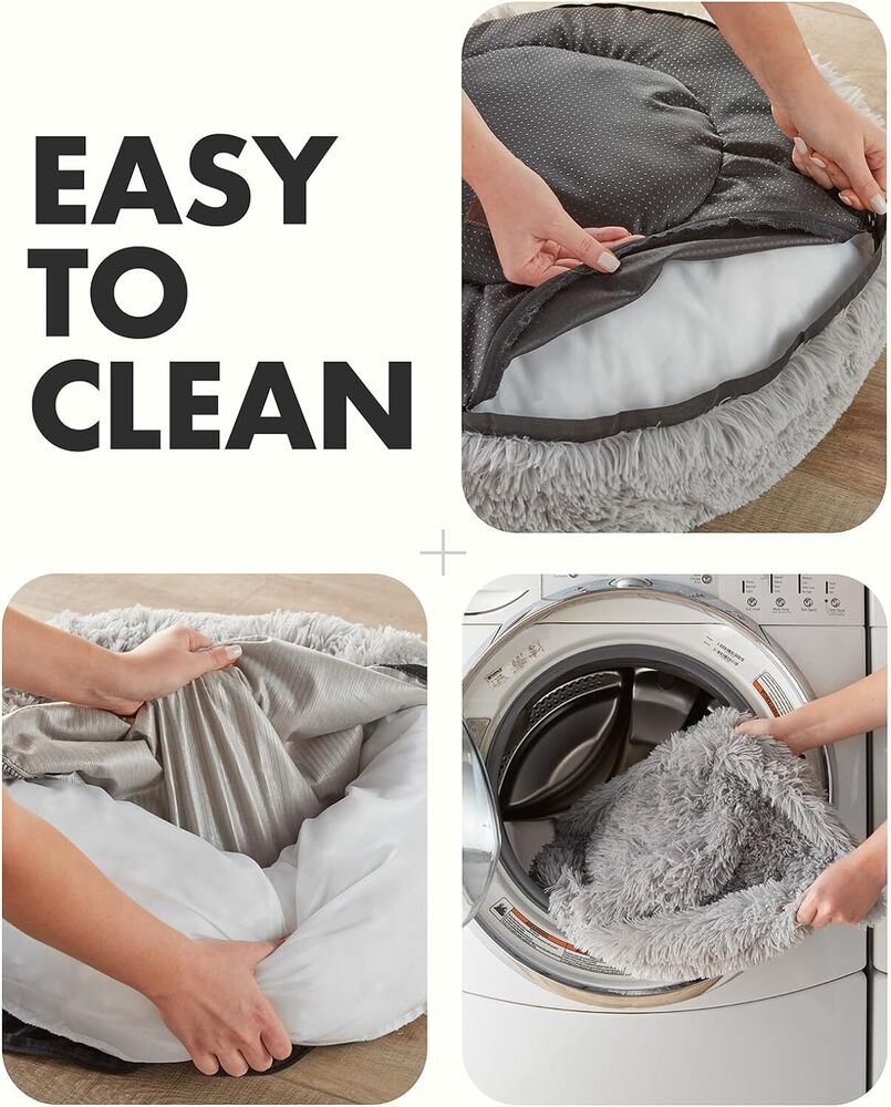 Cozy Shag Fur Donut Bed for Pets- Dog and Cat