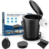 Portable Toilet for Camping: Retractable with Lid & Paper Holder