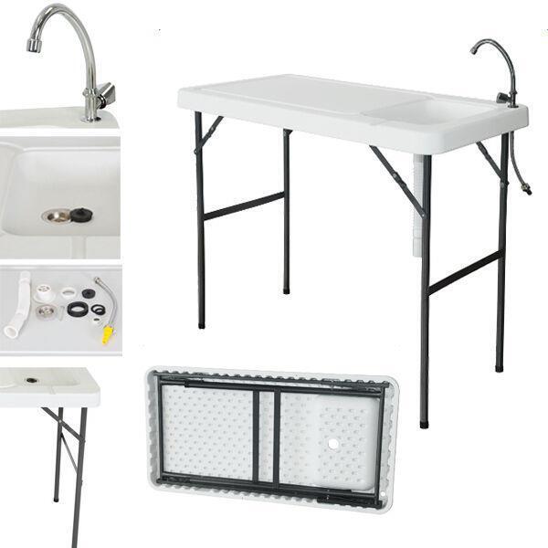Durable Portable Outdoor Camping Table with Sink and Faucet