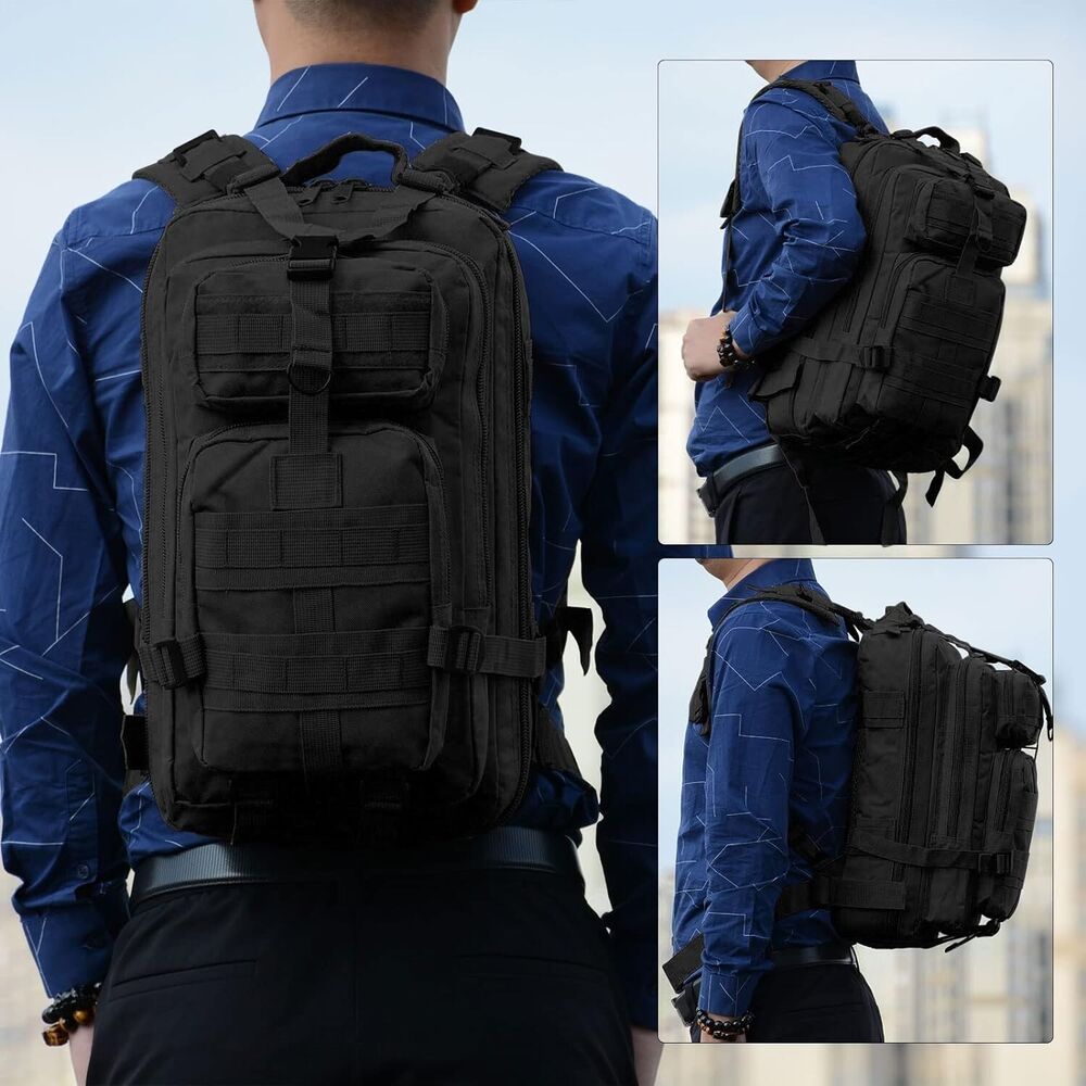 30L Military Black Tactical Backpack - Ideal for Outdoor Adventures