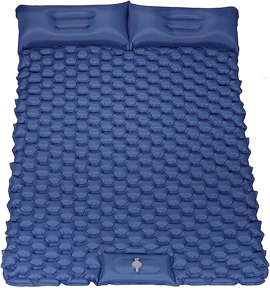 Double Camping Sleeping Pad with Built-in Foot Pump and Pillow