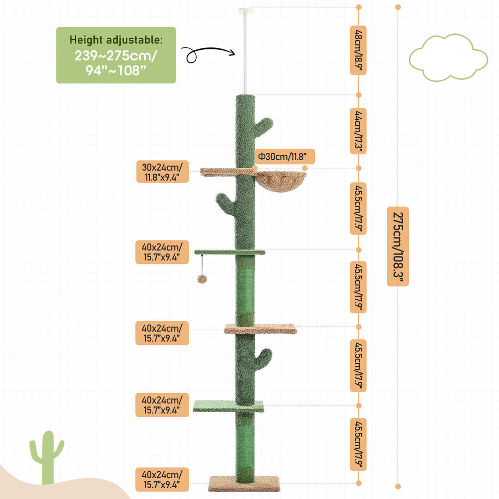Adjustable Cat Tree Scratching Post - Cat Climbing Tower
