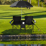 Portable Double Chair with Umbrella, Table, and Cooler