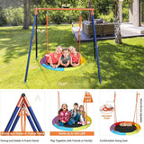 Outdoor Metal Swing Set with Frame Kids Playground