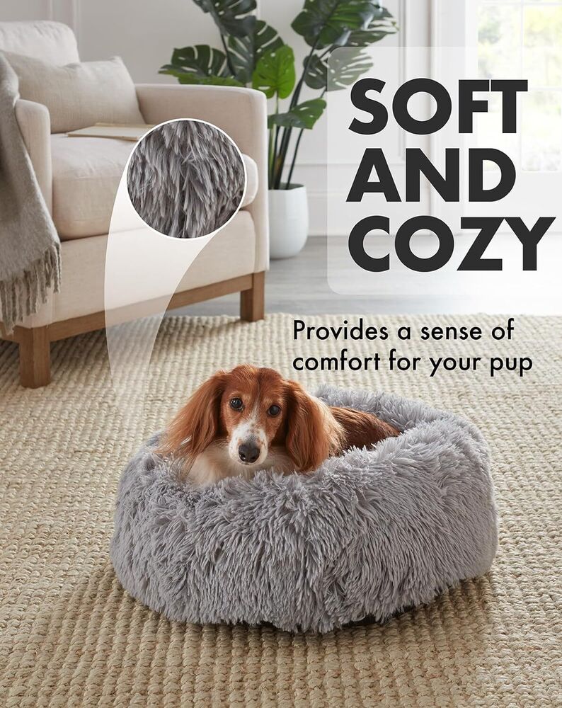 Cozy Shag Fur Donut Bed for Pets- Dog and Cat