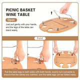 Outdoor Dining Picnic Basket for 2 with Insulated Cooler and Folding Table