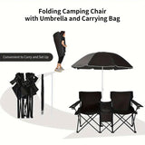 Portable Double Chair with Umbrella, Table, and Cooler
