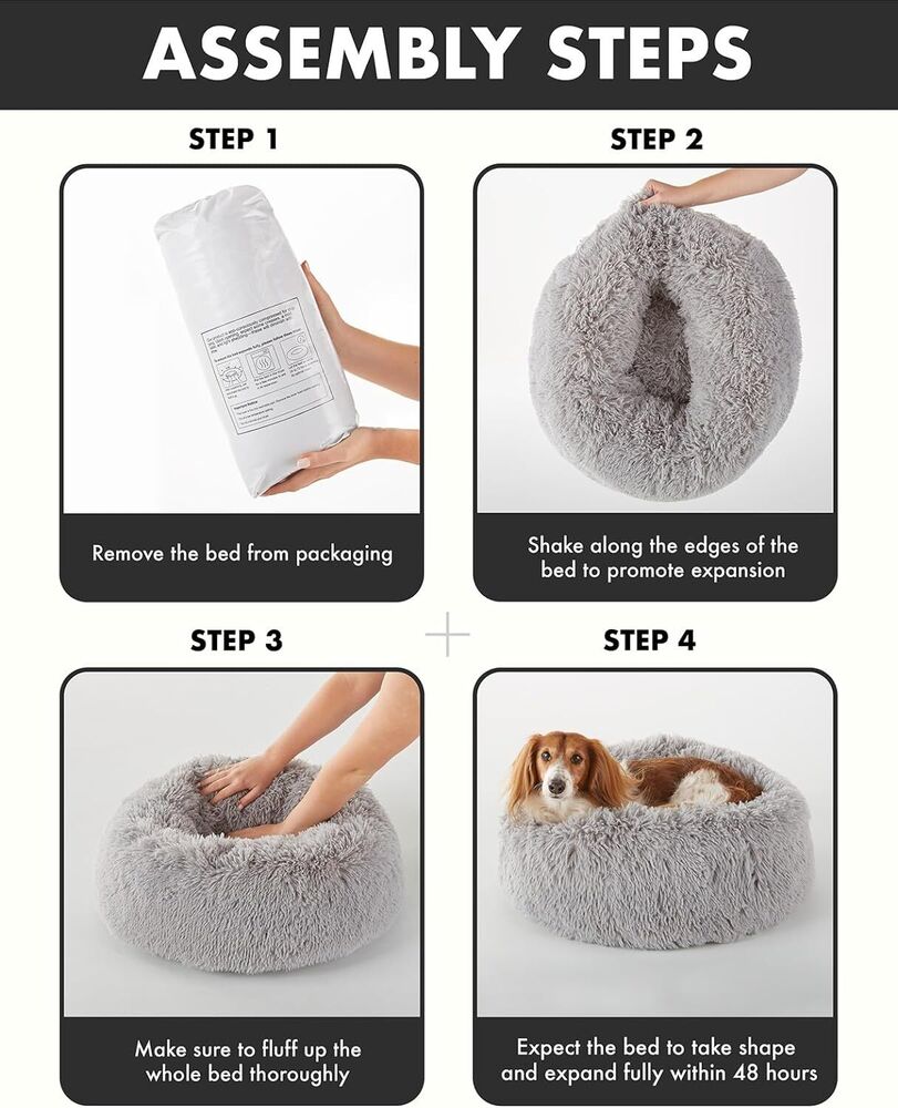 Cozy Shag Fur Donut Bed for Pets- Dog and Cat