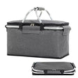 Folding Picnic Basket with Insulated Cooler to Keep Food Fresh Anywhere