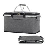 Folding Picnic Basket with Insulated Cooler to Keep Food Fresh Anywhere