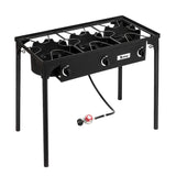 Outdoor Camping Stove Grill: Portable Propane 3-Burner Cooker (225,000 BTU)