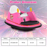 12V Toddler Bumping Car, Battery Powered Baby Ride on Bumper Car with Dual Joysticks, Flashing LED Light & 360 Degree Spin