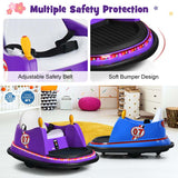12V Toddler Bumping Car, Battery Powered Baby Ride on Bumper Car with Dual Joysticks, Flashing LED Light & 360 Degree Spin