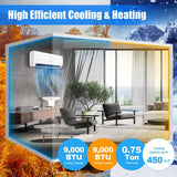 9000 BTU 17 SEER2 Mini Split Air Conditioner & Heater Ductless Inverter System, 208-230V Wall-Mounted AC Unit with Heat Pump