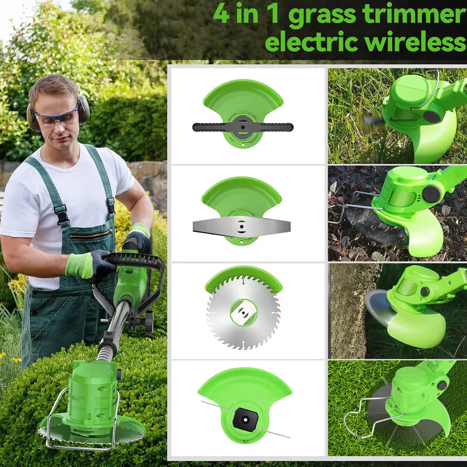 24V Cordless Grass Trimmer | 4-in-1 Adjustable Cutting Head & Powerful Battery for Residential Lawn Care