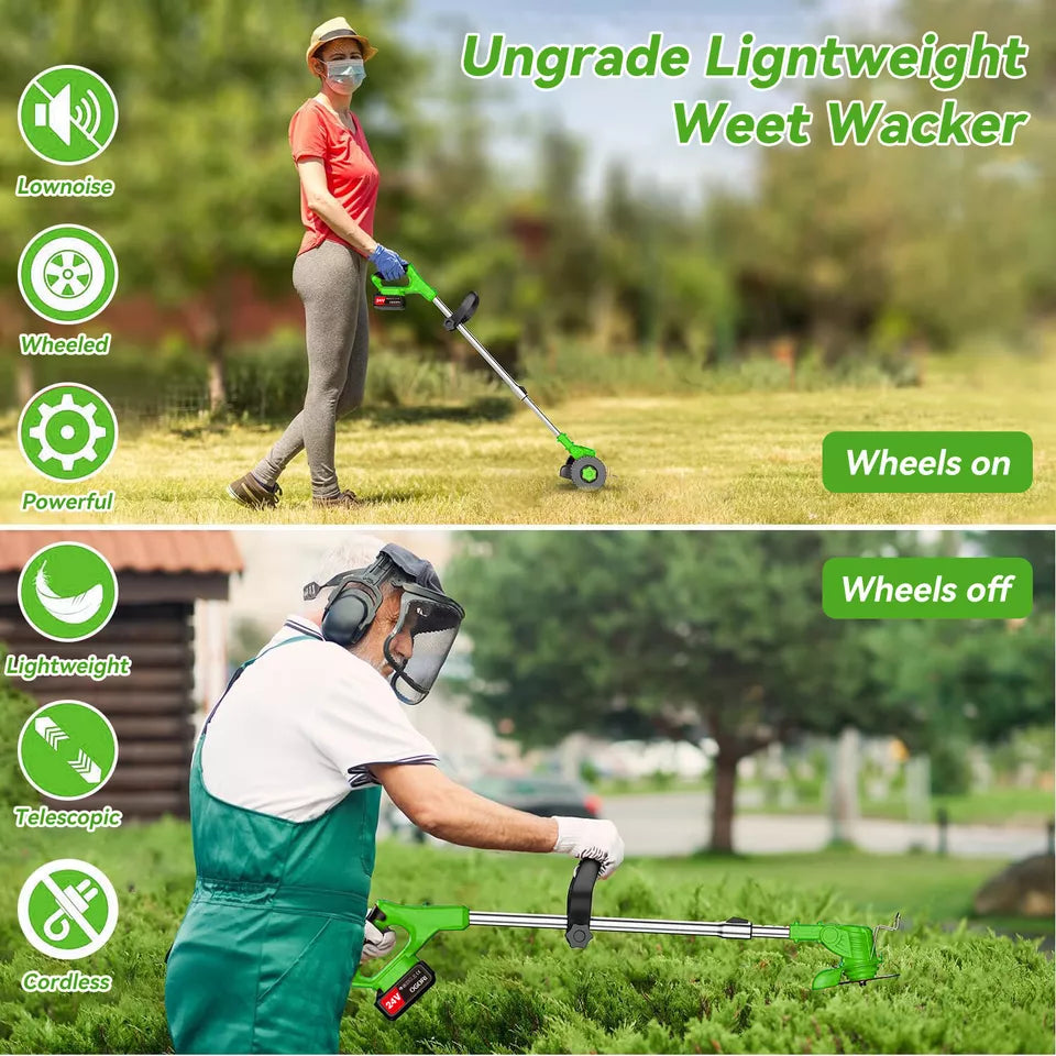 24V Cordless Grass Trimmer | 4-in-1 Adjustable Cutting Head & Powerful Battery for Residential Lawn Care