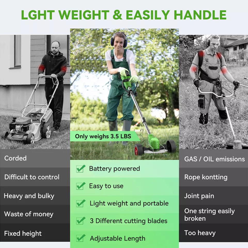 Powerful Electric Battery Operated Cordless Weed Eater / Grass Trimmer